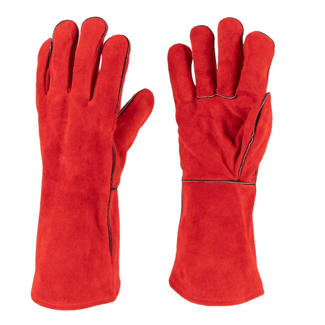 Red Color Cow Split Leather Safety Work Gloves for Welding Industry (6504. RD)