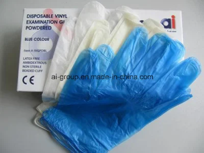 Luvas de vinil médicas transparentes com pó/sem PVC (certificadas ISO, CE)