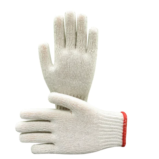 China Wholesale 7/10guage algodão branco tricotado guante luvas de trabalho de segurança para construção