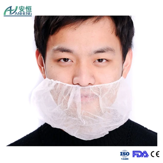 Protetor de barba não tecido PP descartável com elásticos duplos